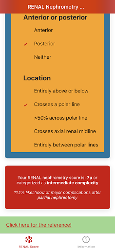 RENAL Nephrometry Score Screen 2