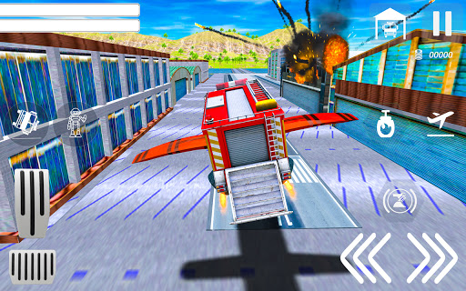 Flying Robot Fire Truck Game Screen 3