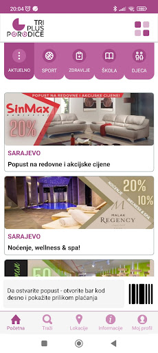 Android application Porodična 3plus kartica screenshort