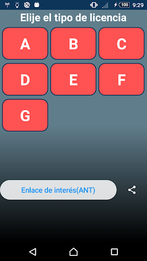 Android application Simulacro teórico para el ANT screenshort