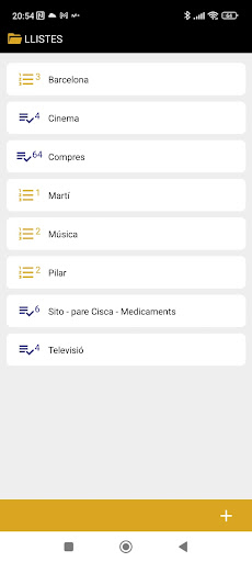 Android application Llistes screenshort