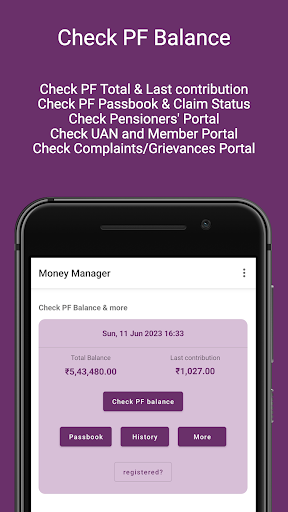 Android application Bank | PF | Balance | Passbook screenshort