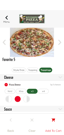 Screenshot of Riverside Pizza
