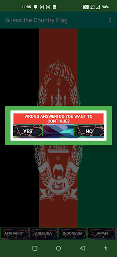 Guess the Asian Country Flag Screen 2