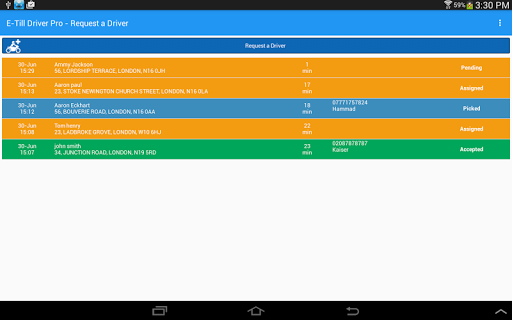 E-Till Driver Request