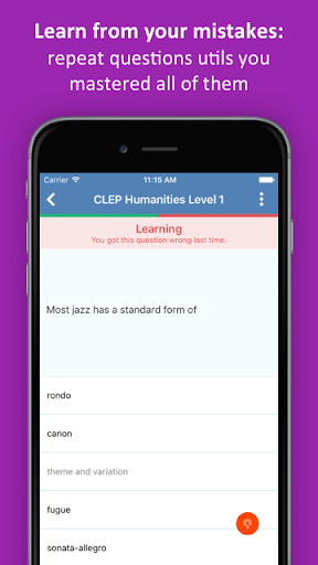 CLEP Practice Test Screen 3