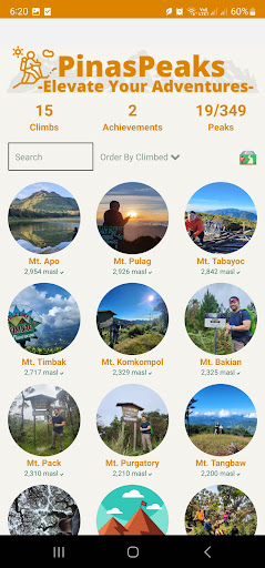 Android application PinasPeaks screenshort