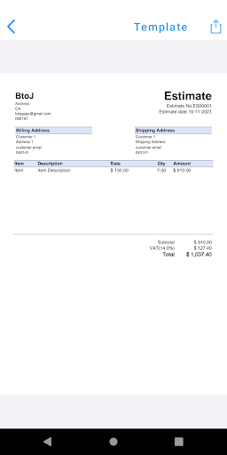 Job Estimate Maker, Invoice+ Screen 3