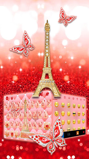 Red Glitter Paris Keyboard The Screen 2