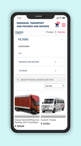 Android application Immanuel packers and movers screenshort