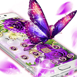 Purple Flowers Butterfly Diamond Theme icon