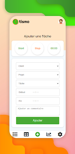 Android application Tismo - Suivi de temps screenshort