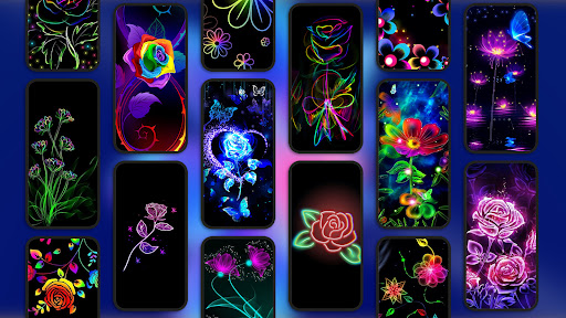 Android application Neon Flower Wallpaper screenshort