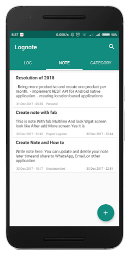 Lognote - Simple Log and Note Screen 2