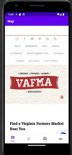 Android application Virginia Farmers Market Trail screenshort