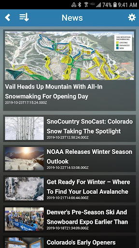 Android application SnoCountry Ski & Snow Report screenshort