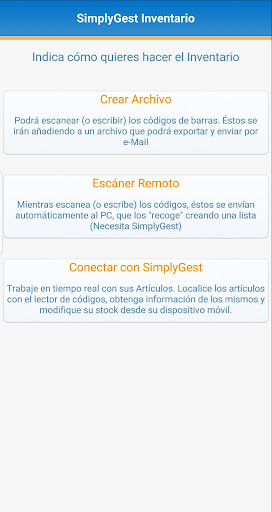 Android application SimplyGest Inventario screenshort