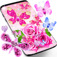 Diamond butterfly pink live wallpaper