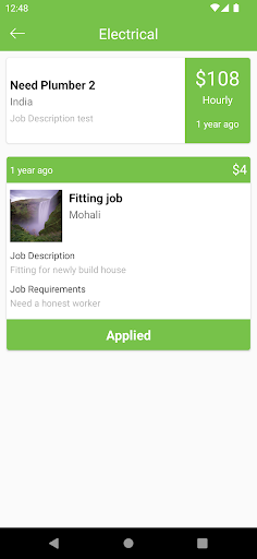Android application Working Trades screenshort