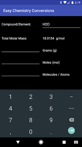 Easy Chemistry Conversions Screen 2