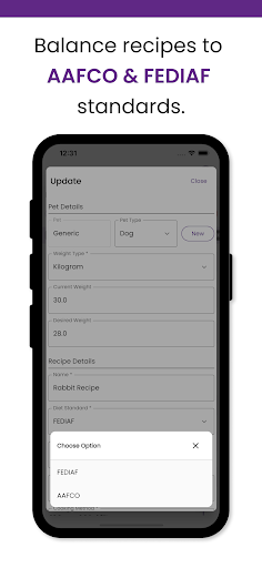 Animal Diet Formulator Screen 2