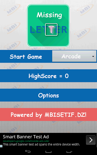 Android application Missing Letter screenshort