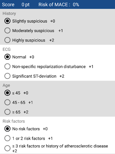 Android application HEART Score screenshort
