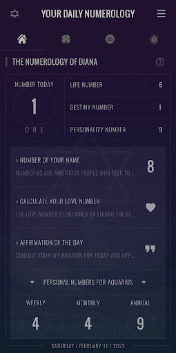 Your Daily Numerology Screen 2