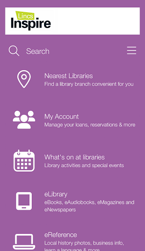 Android application Lincs Inspire Libraries screenshort
