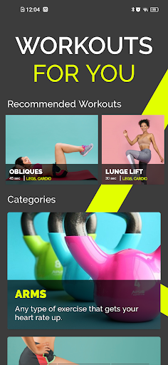 Android application HomeGym - ARMS, LEGS, CHEST screenshort