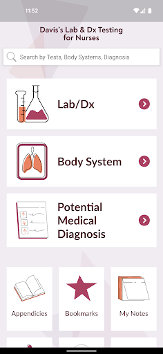 Android application Davis Lab and Diagnostic Tests screenshort