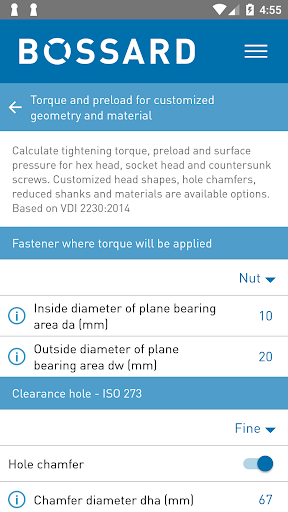 Fastener Calculators Screen 3