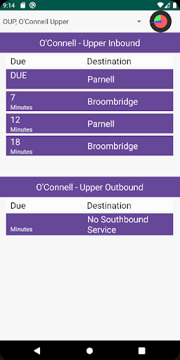 Android application Pocket Luas Forecast screenshort