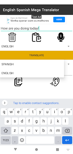 Android application English Spanish Mega Translate screenshort