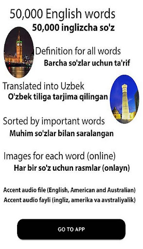 Android application English uzbek dictionary screenshort