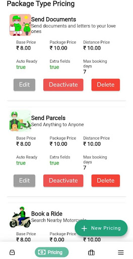 Android application Obeevend Partner screenshort