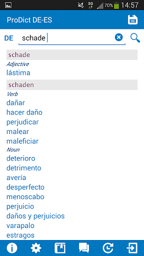 German - Spanish dictionary Screen 2