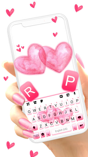 Android application Pink Doodle Hearts Keyboard Ba screenshort