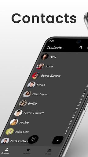 Screenshot of Contacts app for Android