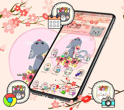 Cute Cartoon Cat Launcher Theme ?