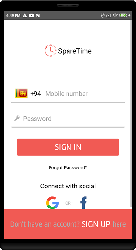 SpareTime User Screen 2