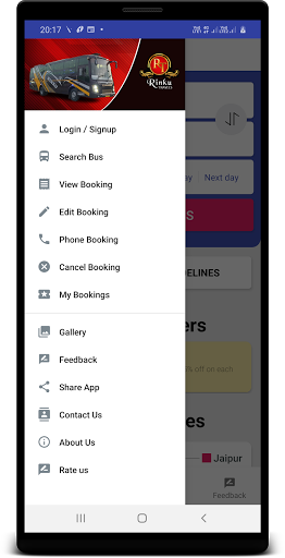 Android application Rinku Travels screenshort