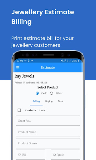 Android application Jewellery Estimate Billing screenshort