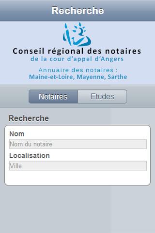 Android application Annuaire notaires Angers screenshort