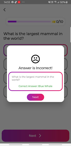 General Knowledge Quiz Screen 2
