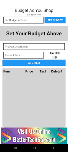 Android application Budget While You Shop screenshort