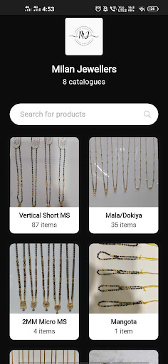 Android application Milan Jewellers screenshort