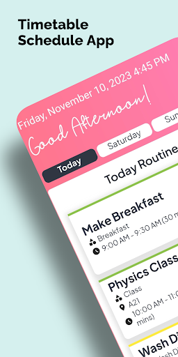 Android application Timetable Time Management App screenshort