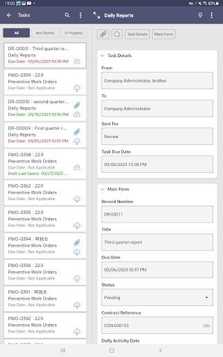 Screenshot of Oracle Primavera Unifier