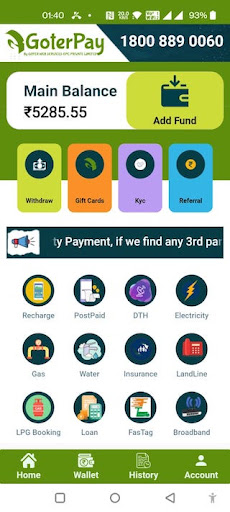 Android application Goter Pay - Recharge & Payment screenshort